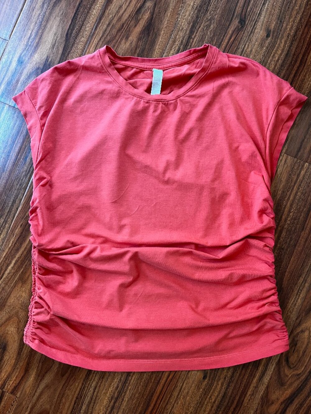 Zella Coral Red Super Soft Ruched Side Athletic Muscle Tee M/L